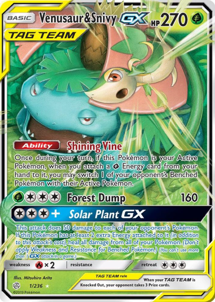 Venusaur & Snivy GX - SM - Cosmic Eclipse (SM12) - NM