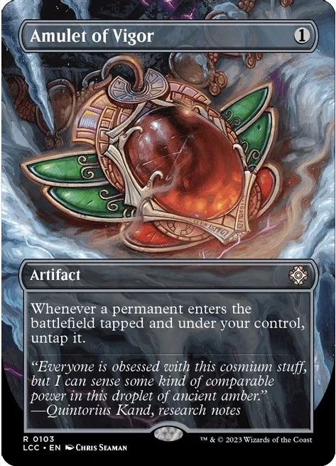 Foil Amulet of Vigor (Borderless) - Commander: The Lost Caverns of Ixalan (LCC) - NM