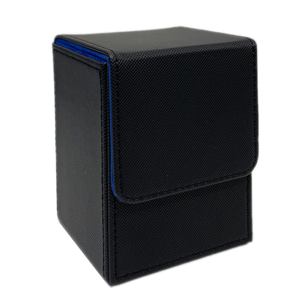 Deckbox aus Leder – Schwarz mit blauer Innenseite