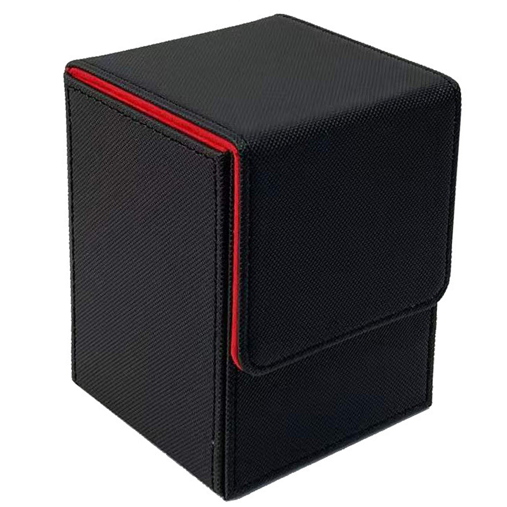 Deckbox aus Leder – Schwarz mit roter Innenseite