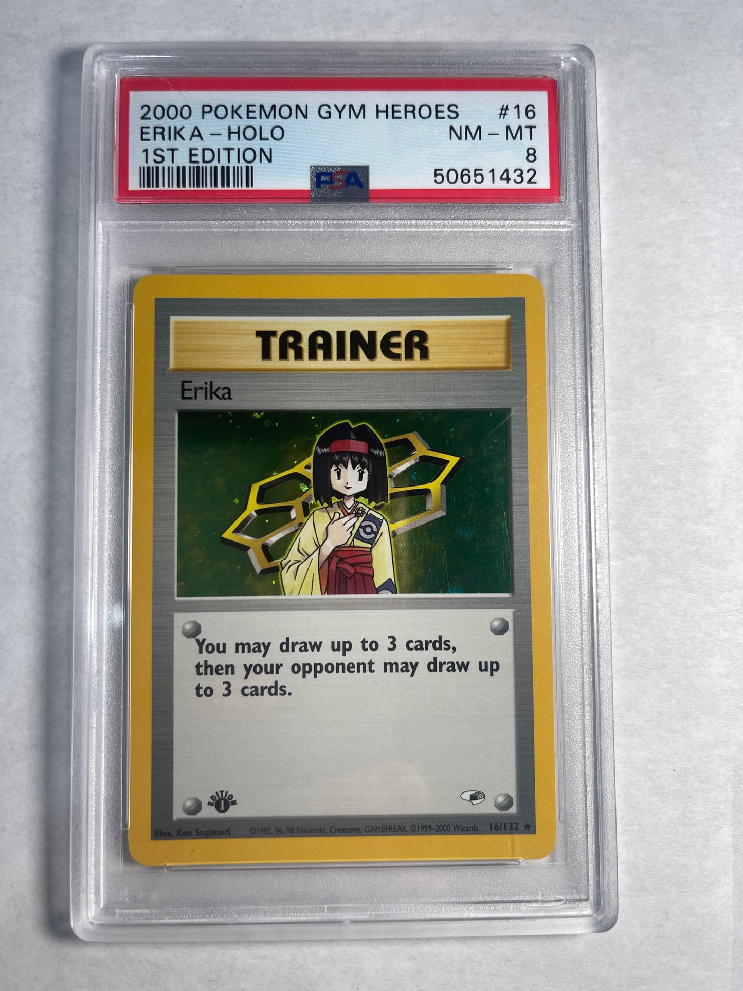 2000 1. Auflage Gym Heroes Holo Erika – PSA 8