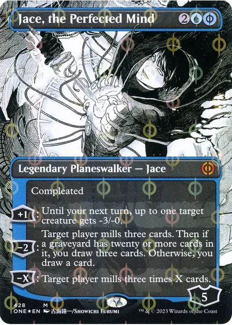 Jace, the Perfected Mind (Borderless) (Step-and-Compleat Foil) - Phyrexia: All Will Be One (ONE) - NM