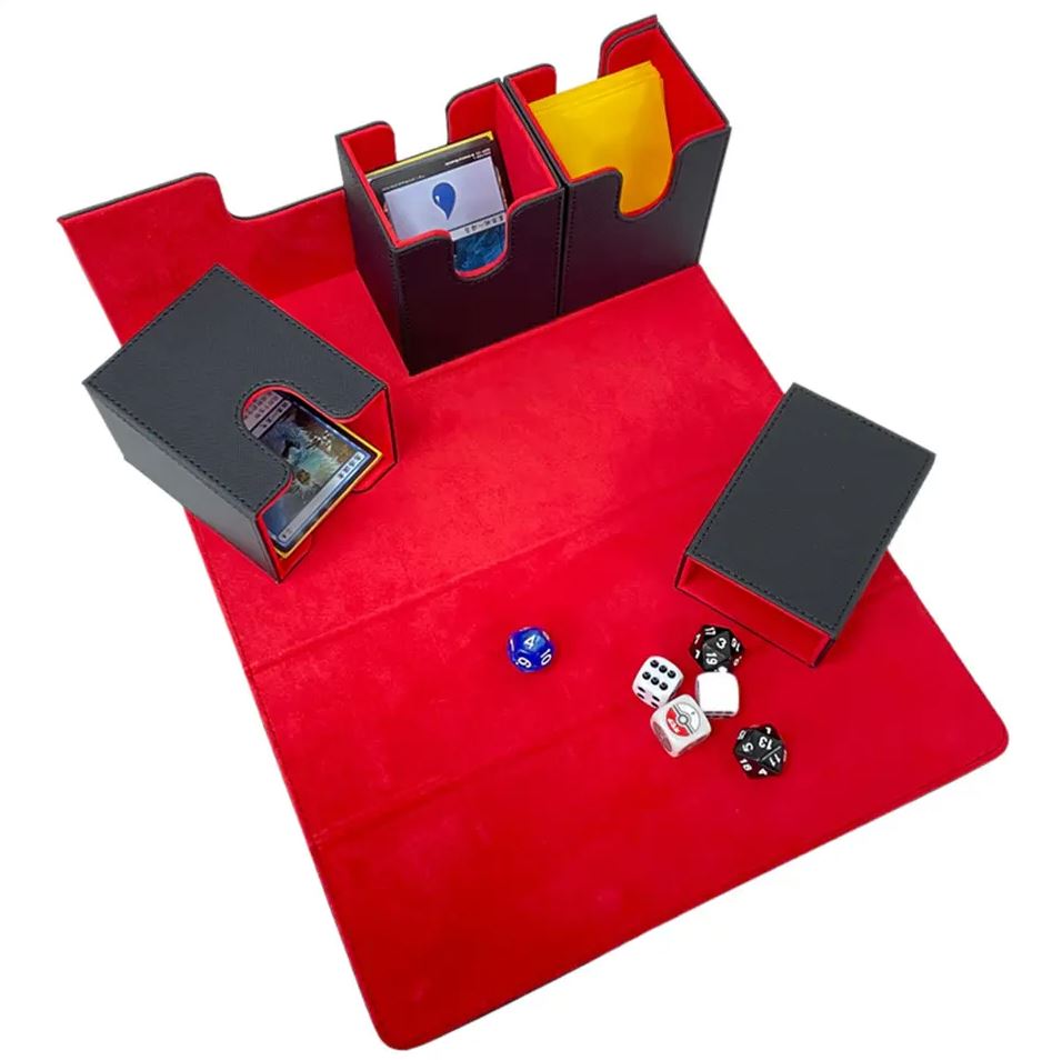 Triple Deck Holder with Removable Boxes - Black w/ Red Inner