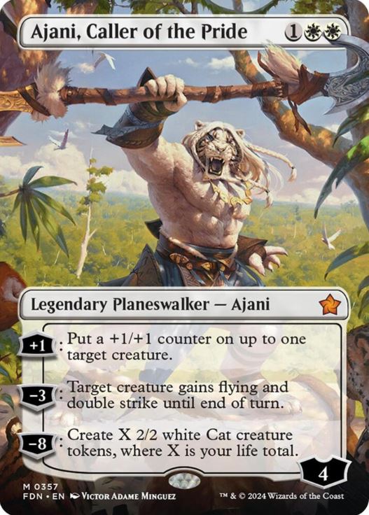 Ajani, Caller of the Pride (Borderless) - Foundations (FDN) - NM