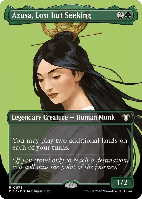 Foil Azusa, Lost but Seeking (Borderless) - Commander Masters (CMM)