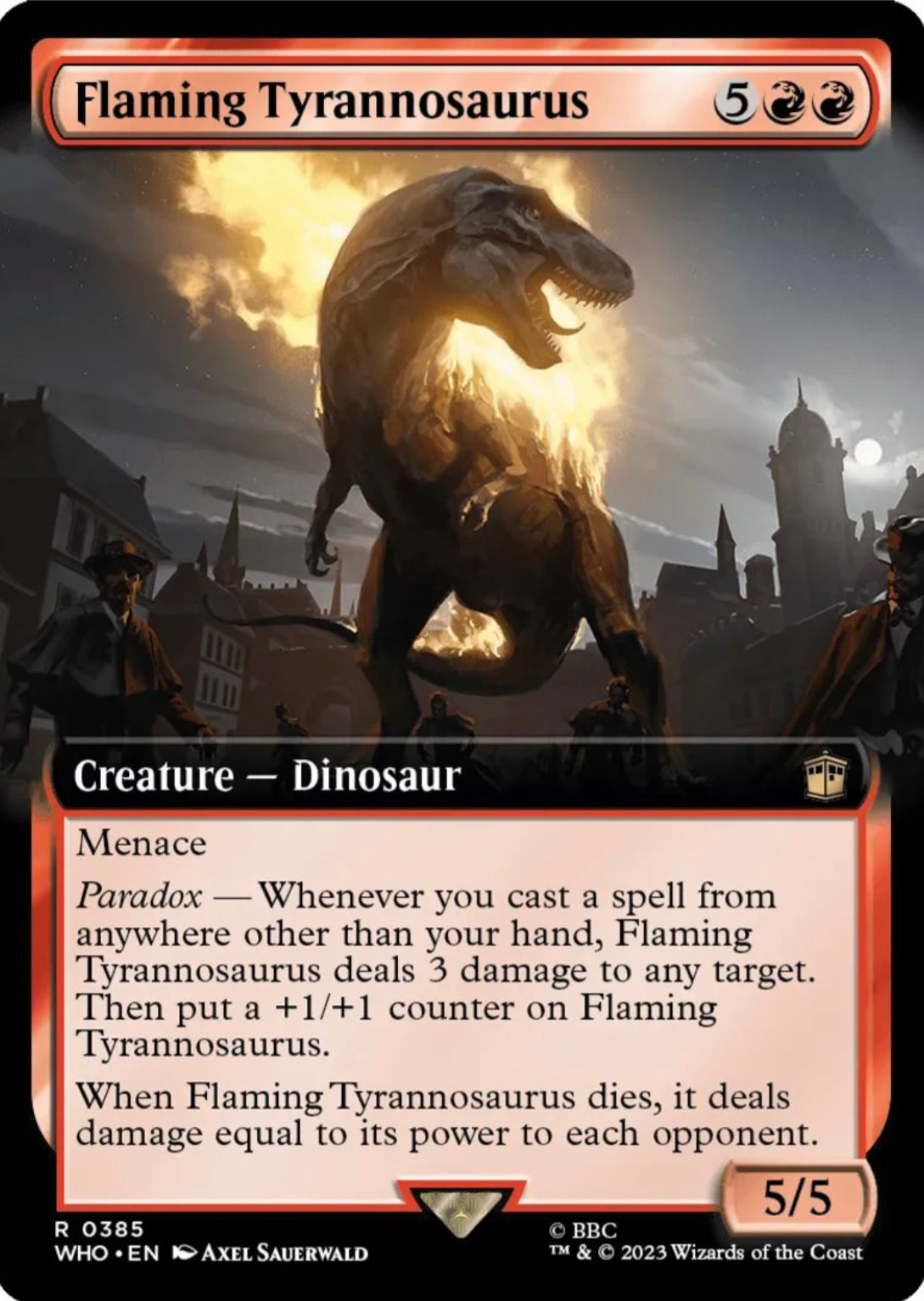 Flaming Tyrannosaurus (Extended Art) - Universes Beyond: Doctor Who (WHO)