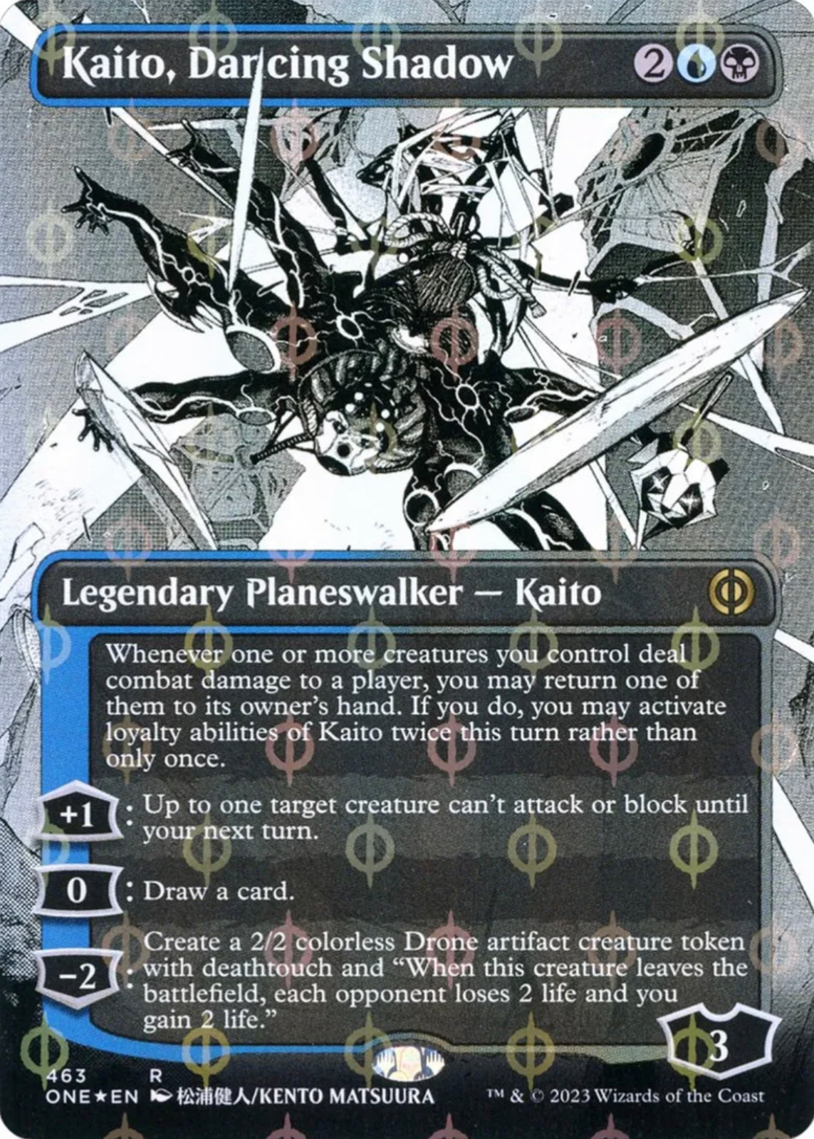 Kaito, Dancing Shadow (Borderless) (Step-and-Compleat Foil) - Phyrexia: All Will Be One (ONE) - NM