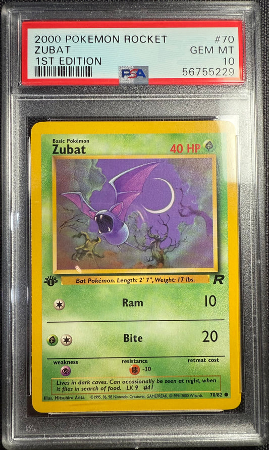 2000 POKEMON ROCKET 1ST ED #70 ZUBAT - PSA 10
