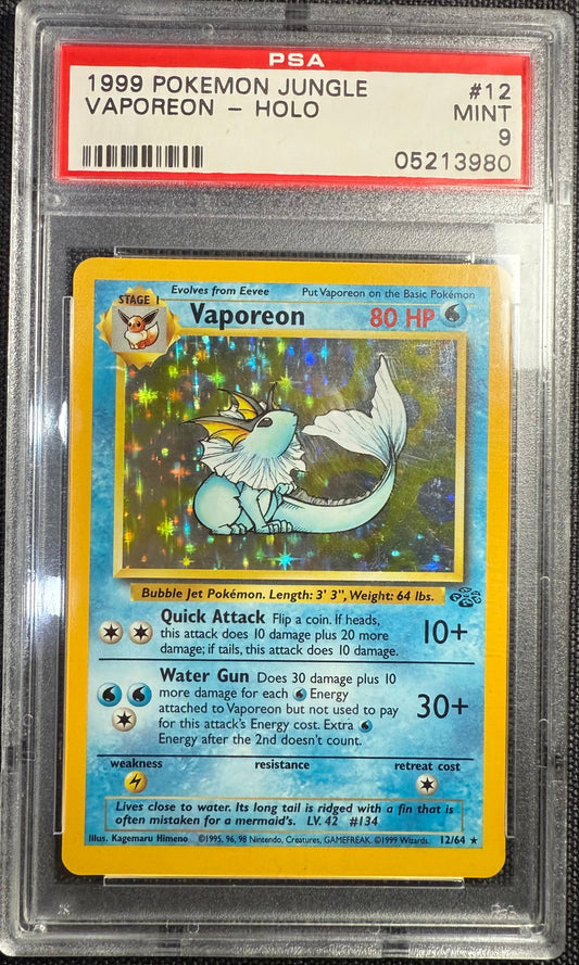 1999 POKEMON JUNGLE #12 VAPOREON - PSA 9