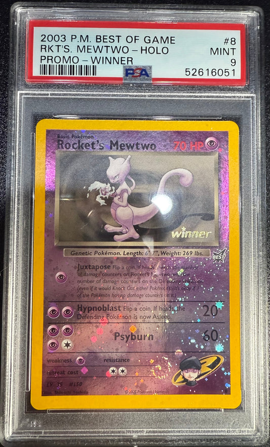 2003 POKEMON BEST OF GAME PROMO WINNER #8 ROCKET'S MEWTWO-REVERSE FOIL - PSA 9