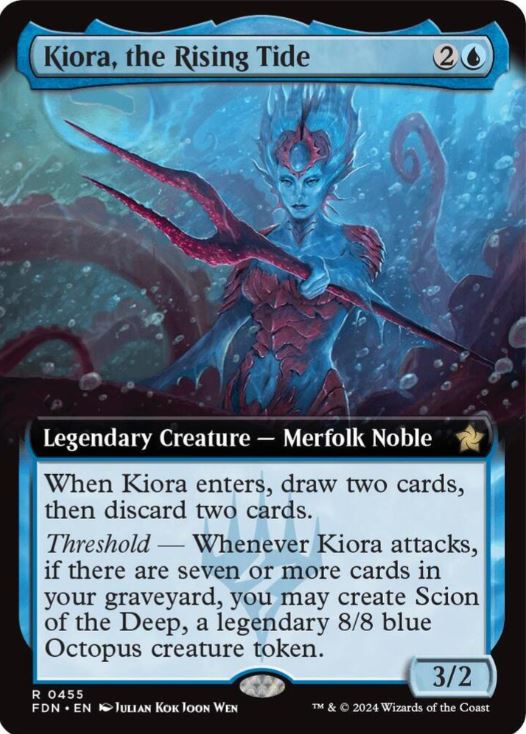 Kiora, the Rising Tide (Extended Art) - Foundations (FDN) - NM