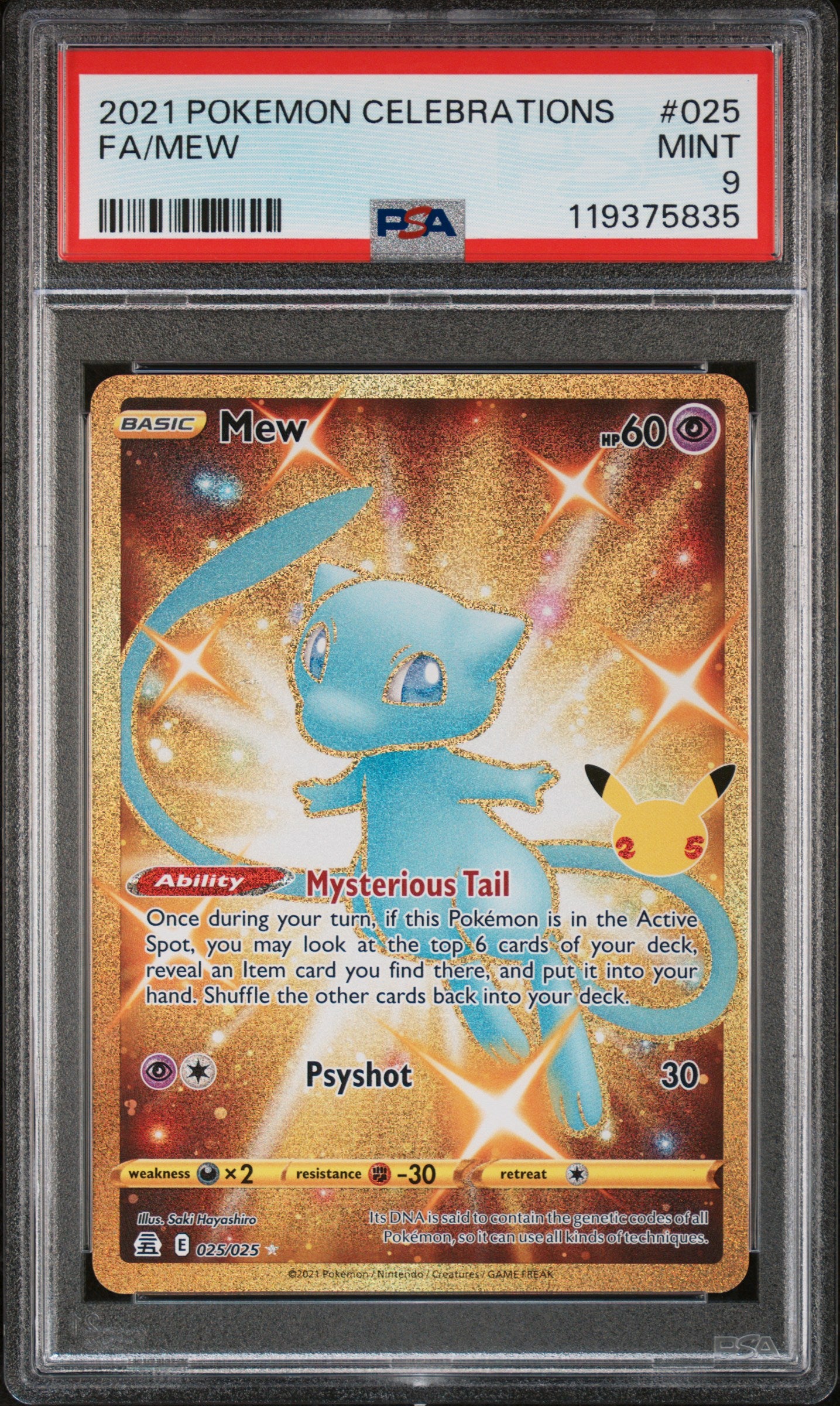 2021 POKEMON CELEBRATIONS 025 FULL ART/MEW - PSA 9