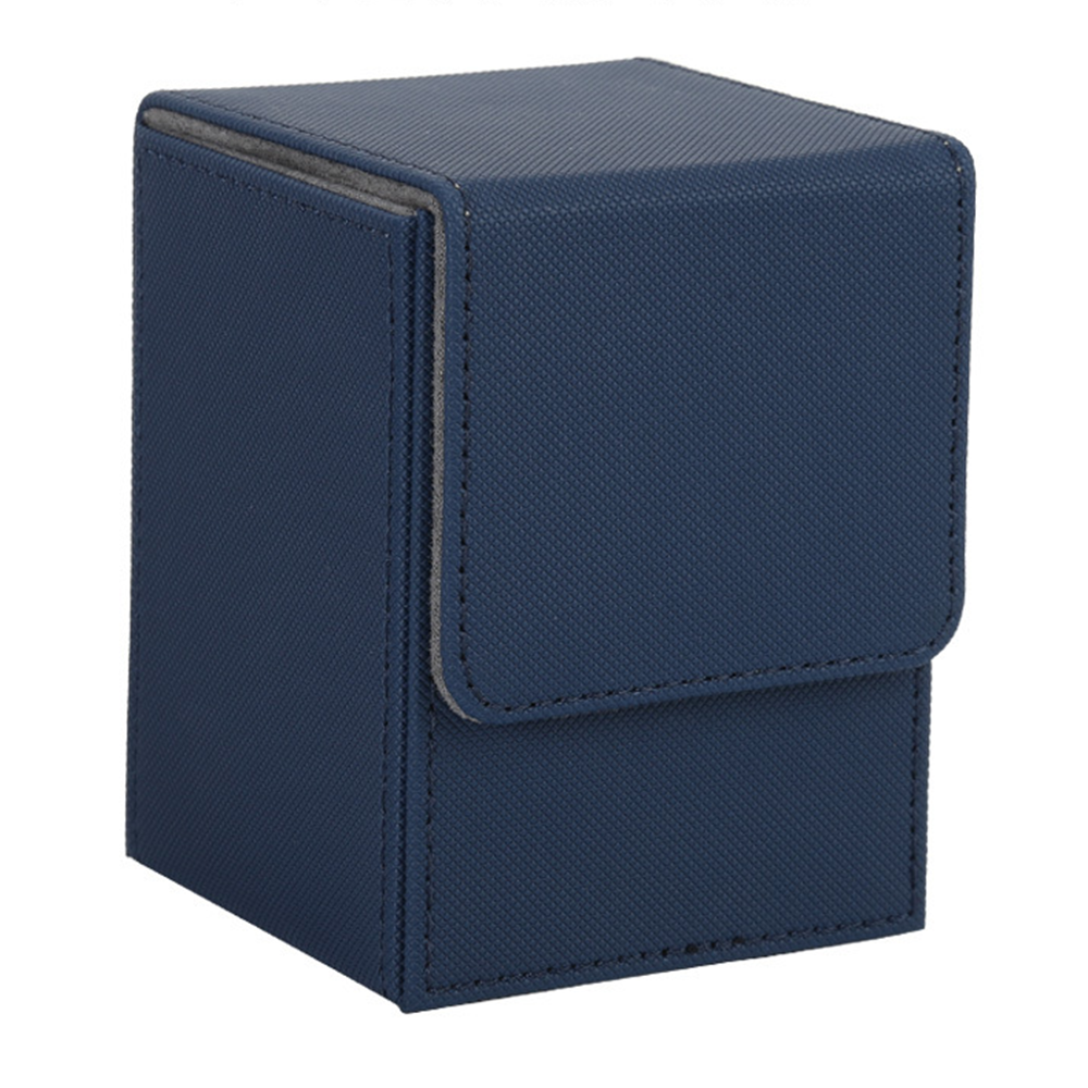 Deckbox aus Leder – Blau mit grauem Innenfutter