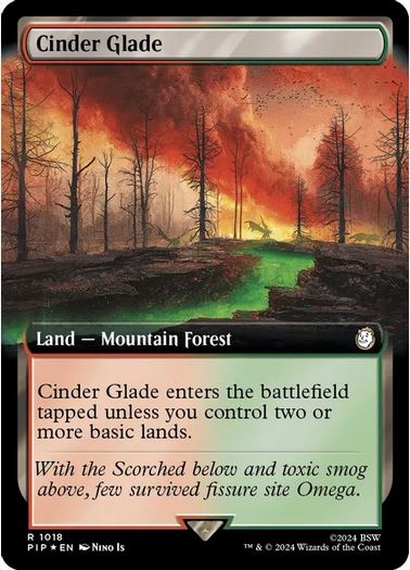 Cinder Glade (Extended Art) (Surge Foil) - Universes Beyond: Fallout (PIP) - NM