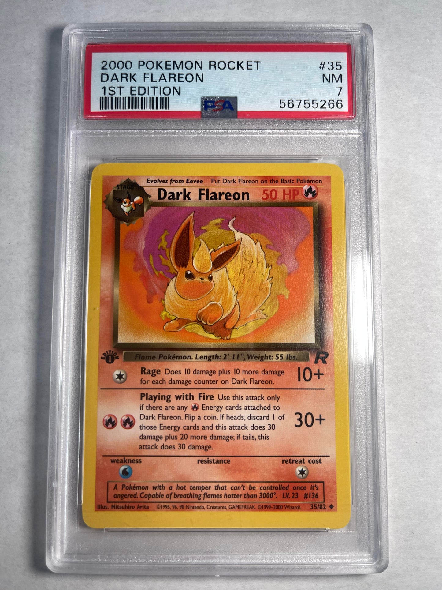 2000 1st Edition Team Rocket Dark Flareon - PSA 7