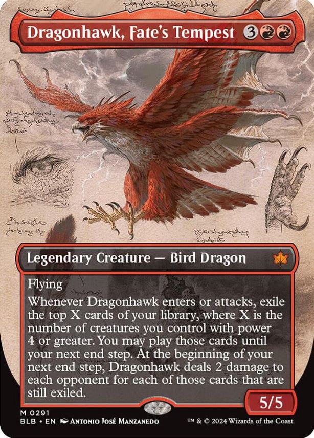 Dragonhawk, Fate's Tempest (Borderless) - Bloomburrow (BLB) - NM