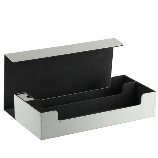 Large Double Deck Box - 500+ Card capacity plus Playmat - White w/Black Inner