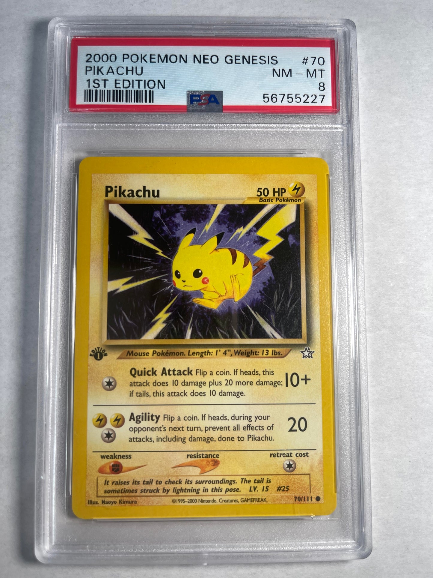 2000 1. Edition Neo Genesis Pikachu – PSA 8