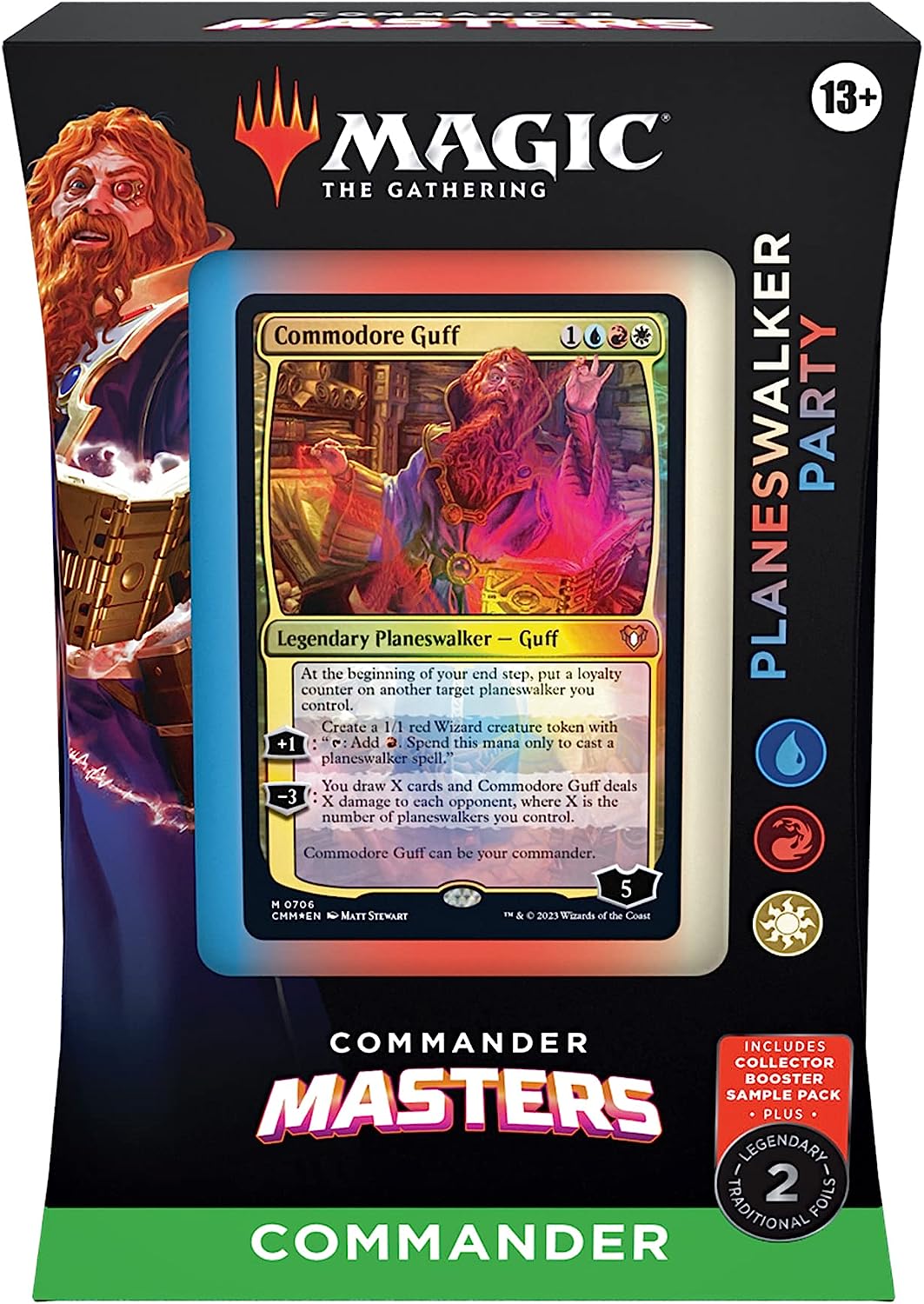 Commander Masters Commander Deck – Planeswalker Party (100-Karten-Deck, 2-Karten-Sammler-Booster-Probepaket + Zubehör)