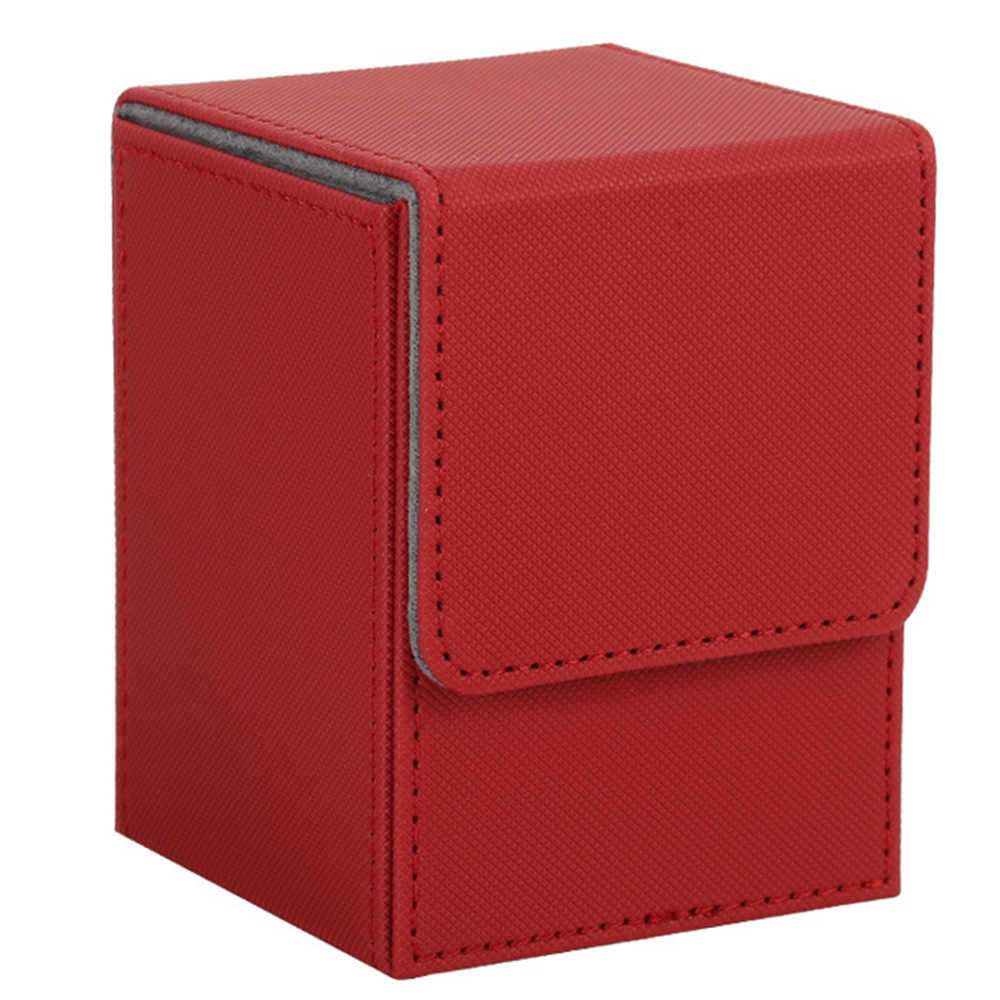 Deckbox aus Leder – Rot mit grauem Innenfutter