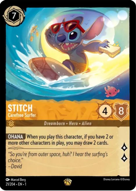 Lorcana - Stitch - Carefree Surfer - The First Chapter - NM